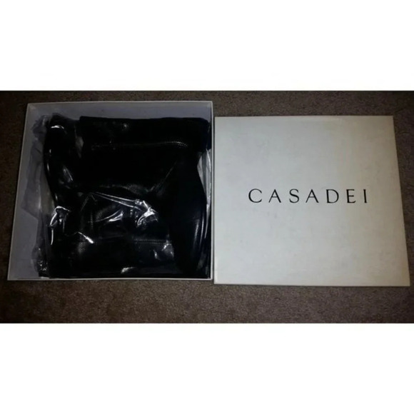 Casadei Black Leather Mesh Look 2 Style Ankle Boot, Sz 40 / IT 10 / US 9.5 - Picture 7 of 12